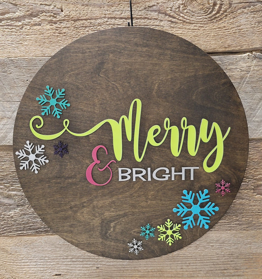 Merry & Bright Round Sign (large)